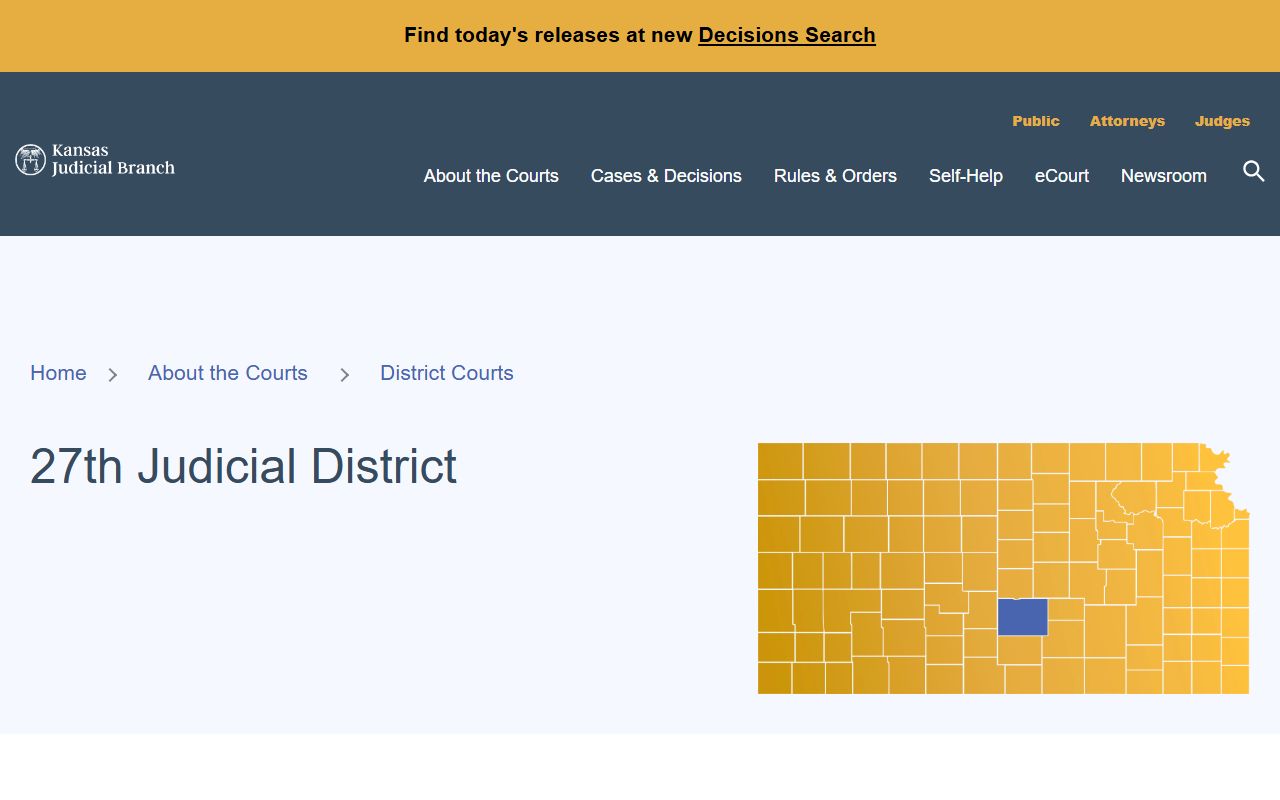 Reno County court records 27th Judicial District page