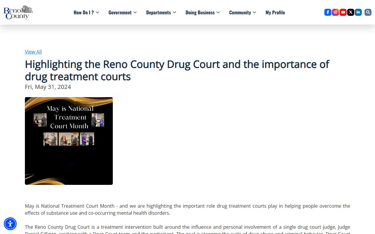 Reno County criminal court records Adult Drug Court information