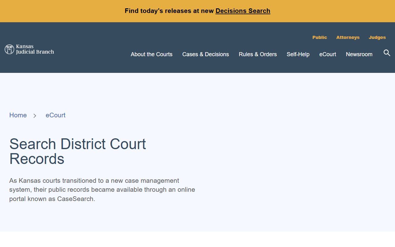 Kansas district court records access for Reno County Court records
