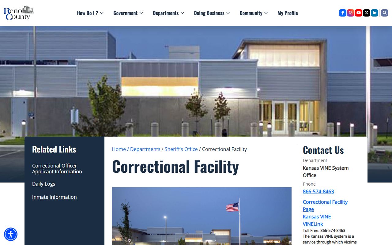 Reno County inmate search correctional facility information