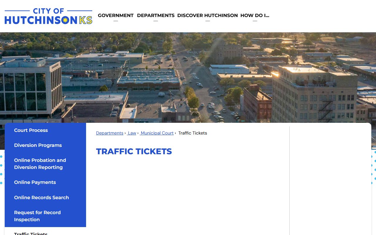 Reno County traffic court records Hutchinson traffic tickets page