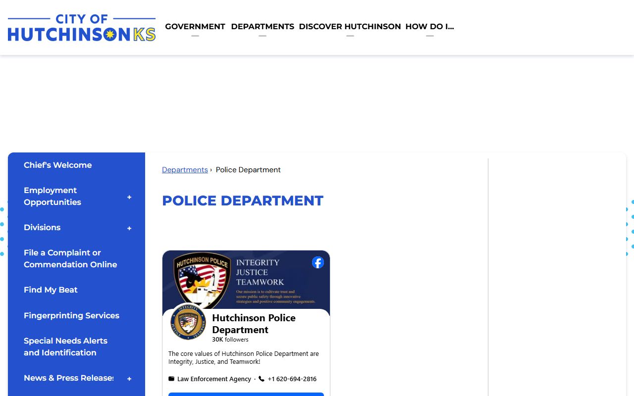 Reno County traffic court records Hutchinson Police Department source