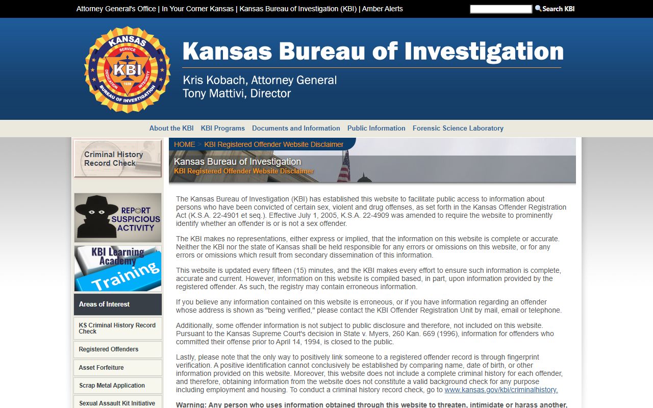 Reno County warrant search Kansas registered offender fallback